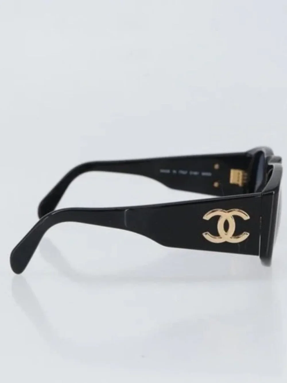 CHANEL Sunglasses plastic Black CC Auth 162582